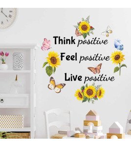 Self Adhesive Colorful 3d Sunflower Quote Office Wall Stickers Supplier