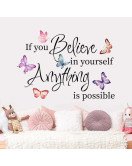 Home Decoration Colorful Butterfly Inspirational Motivational Positive Wall Quotes Stickers