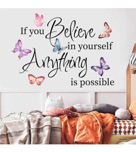 Home Decoration Colorful Butterfly Inspirational Motivational Positive Wall Quotes Stickers