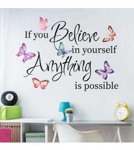Home Decoration Colorful Butterfly Inspirational Motivational Positive Wall Quotes Stickers