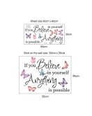 Home Decoration Colorful Butterfly Inspirational Motivational Positive Wall Quotes Stickers