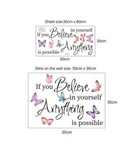 Home Decoration Colorful Butterfly Inspirational Motivational Positive Wall Quotes Stickers