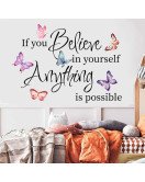 Home Decoration Colorful Butterfly Inspirational Motivational Positive Wall Quotes Stickers