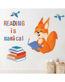 Removable Bedroom Decoration Cartoon Fox With Book Wall Stickers For Kids