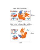Removable Bedroom Decoration Cartoon Fox With Book Wall Stickers For Kids