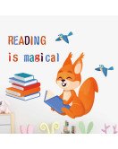 Removable Bedroom Decoration Cartoon Fox With Book Wall Stickers For Kids