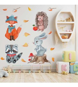 Kids Room Decoration Self Adhesive Cartoon Forest Wall Stickers Animals