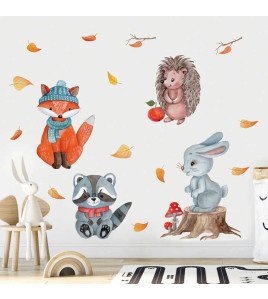 Kids Room Decoration Self Adhesive Cartoon Forest Wall Stickers Animals