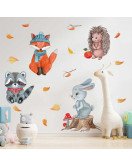 Kids Room Decoration Self Adhesive Cartoon Forest Wall Stickers Animals