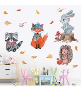 Kids Room Decoration Self Adhesive Cartoon Forest Wall Stickers Animals