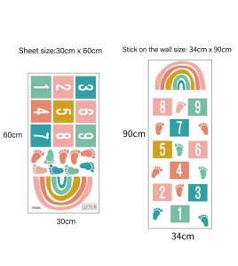 Kids Room Decoration 3d Rainbow Number Game Floor Vinyl Pvc Sticker
