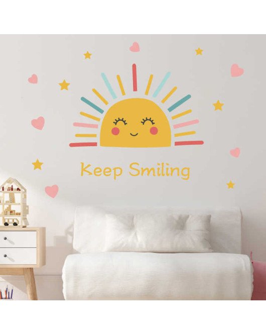 Removable Cartoon Sun With Heart Nursery Wall Decals Removable Cartoon Sun With Heart Nursery Wall Decals