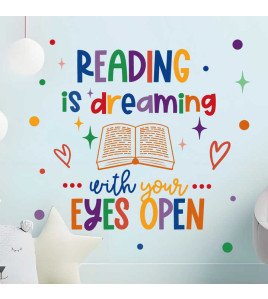 Home Decoration Removable Colorful Reading Book Wall Stickers For Bedroom