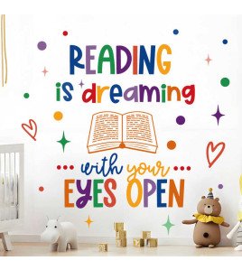 Home Decoration Removable Colorful Reading Book Wall Stickers For Bedroom