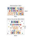 Home Decoration Removable Colorful Reading Book Wall Stickers For Bedroom