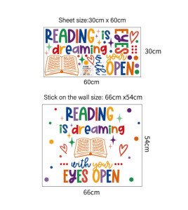 Home Decoration Removable Colorful Reading Book Wall Stickers For Bedroom