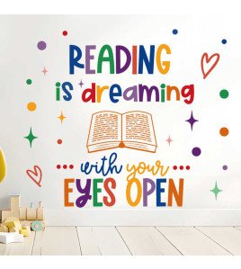 Home Decoration Removable Colorful Reading Book Wall Stickers For Bedroom