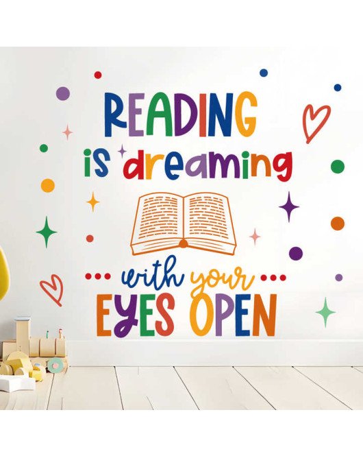 Home Decoration Removable Colorful Reading Book Wall Stickers For Bedroom