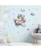 Removable Cartoon Bear Drive Airplane Sticker For Baby Room Wall