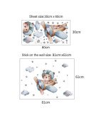 Removable Cartoon Bear Drive Airplane Sticker For Baby Room Wall
