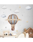 Cartoon Hot Air Balloon Removable Self Adhesive Cloud Wall Stickers Baby Room Kids