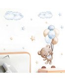 Removable Cartoon Bear With Balloon Kindergarten Wall Stickers