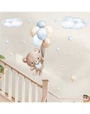 Removable Cartoon Bear With Balloon Kindergarten Wall Stickers