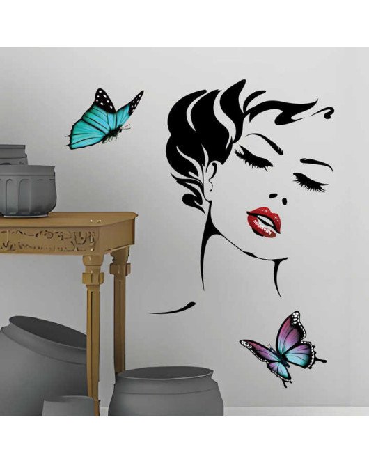 Self Adhesive Girls Room Decoration Sticker 3D Salon Wall Art