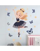 Self Adhesive Cartoon Butterfly Baby Girl Ballet Wall Sticker