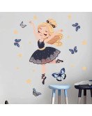 Self Adhesive Cartoon Butterfly Baby Girl Ballet Wall Sticker