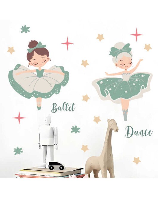 High Quality Girls Bedroom Decoration Cute Ballet Dance Wall Sticker
