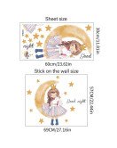 High Quality Self Adhesive Moon Princess With Star Wall Stickers For Baby Girls