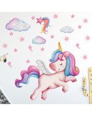 Cartoon Unicorn Cloud Self-adhesive Vinyl Waterproof Kids' Room Bedroom Wall Stickers 30*60 For Baby Girl - Model Sf36323