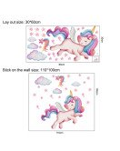 Cartoon Unicorn Cloud Self-adhesive Vinyl Waterproof Kids' Room Bedroom Wall Stickers 30*60 For Baby Girl - Model Sf36323