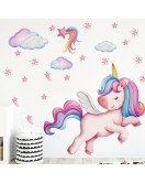 Cartoon Unicorn Cloud Self-adhesive Vinyl Waterproof Kids' Room Bedroom Wall Stickers 30*60 For Baby Girl - Model Sf36323