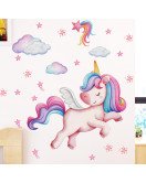 Cartoon Unicorn Cloud Self-adhesive Vinyl Waterproof Kids' Room Bedroom Wall Stickers 30*60 For Baby Girl - Model Sf36323