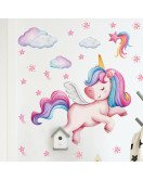 Cartoon Unicorn Cloud Self-adhesive Vinyl Waterproof Kids' Room Bedroom Wall Stickers 30*60 For Baby Girl - Model Sf36323