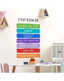 French Positive Quote Color Block Removable Wall Stickers For Kids' Room Kindergarten Classroom - Model Sf36331