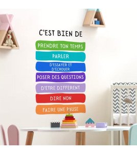 French Positive Quote Color Block Removable Wall Stickers For Kids' Room Kindergarten Classroom - Model Sf36331
