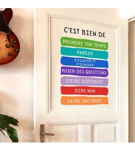 French Positive Quote Color Block Removable Wall Stickers For Kids' Room Kindergarten Classroom - Model Sf36331