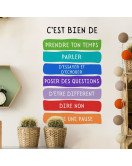 French Positive Quote Color Block Removable Wall Stickers For Kids' Room Kindergarten Classroom - Model Sf36331
