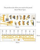 Home Decoration Cartoon Height Measure Excavator Nursery Wall Stickers Decal