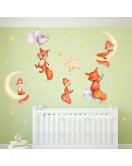 Latest Self Adhesive 3D Fox With Moon Cartoon Baby Room Decor Wall Stickers