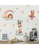 Self Adhesive Cute Bear Rainbow Sticker Removable Gold Butterfly Decor Baby Wall Stickers Bedroom