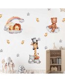 Self Adhesive Cute Bear Rainbow Sticker Removable Gold Butterfly Decor Baby Wall Stickers Bedroom