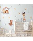 Self Adhesive Cute Bear Rainbow Sticker Removable Gold Butterfly Decor Baby Wall Stickers Bedroom