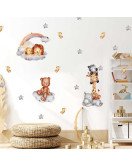 Self Adhesive Cute Bear Rainbow Sticker Removable Gold Butterfly Decor Baby Wall Stickers Bedroom