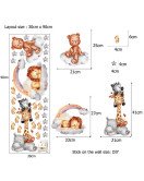 Self Adhesive Cute Bear Rainbow Sticker Removable Gold Butterfly Decor Baby Wall Stickers Bedroom