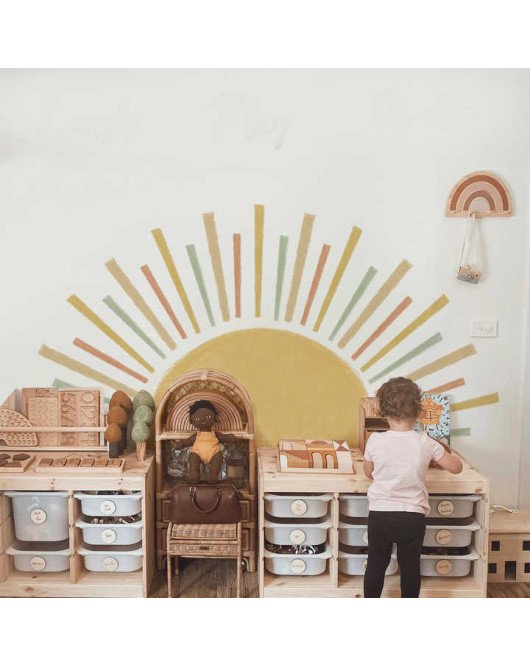 Home Decoration Adhesive Removable Sun 3d Wall Sticker For Living Room