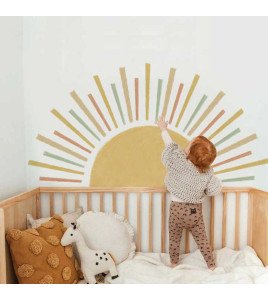 Home Decoration Adhesive Removable Sun 3d Wall Sticker For Living Room
